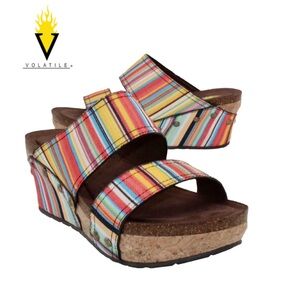 Volatile Vittoria Double Band Multicolor Wedge Sandals